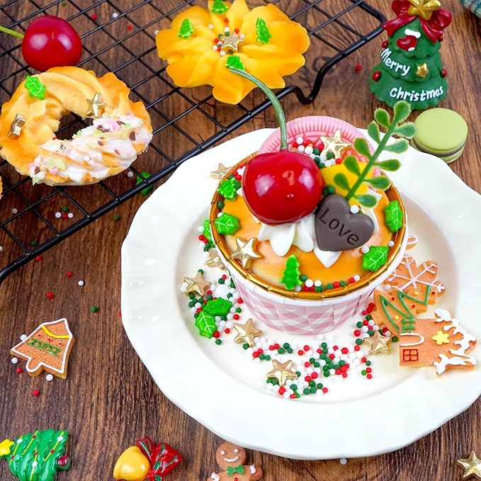 Dazzjoy Christmas Edible Sprinkles, Gold Star Sprinkles for Cake Decorating, 150g/5.29oz, Mix Shape, Nonpareils & Leaf Sugar for Decorating Cookies, Cake Decoration & Cupcake Topper