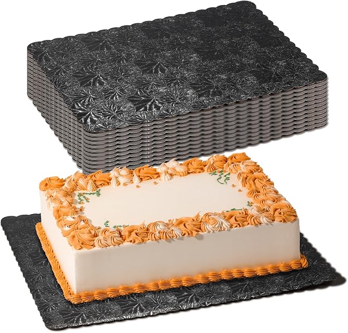 Fit Meal Prep [20 Pack 19x14 Rectangle Cake Boards Black Cardboard Cake Base, Half Sheet Disposable, Desserts and Pastries Food Bottoms, Grease Proof and Moisture Resistant