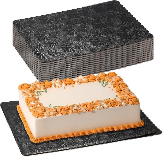 Fit Meal Prep [20 Pack 19x14 Rectangle Cake Boards Black Cardboard Cake Base, Half Sheet Disposable, Desserts and Pastries Food Bottoms, Grease Proof and Moisture Resistant
