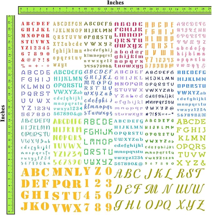 CrafTreat Reusable 24 Pcs Letter and Number Stencils (4.5" x 7" Each) - Alphabet & Number Stencils for Painting on Wood, Cake Decorating, T-Shirts, Greeting Cards, and More