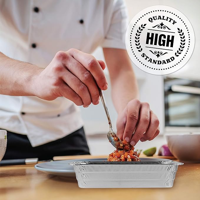PLASTICPRO Disposable 2 LB Aluminum Takeout Tin Foil Baking Pans 6'' X 8'' X 2'' Inch Bakeware - Cookware Perfect for Baking Cakes,Brownies,Bread, Meatloaf, Lasagna, or Lunchbox, Pack of 20
