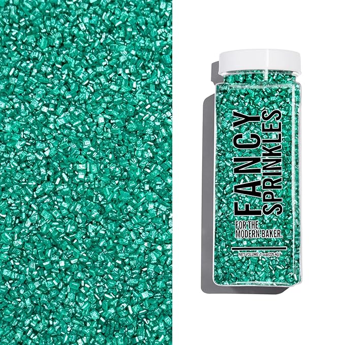 Fancy Sprinkles Limited Edition Holiday Emerald Green Fancy Sugar Pearlescent, Sparkly Sugar Crystals (8 OZ)