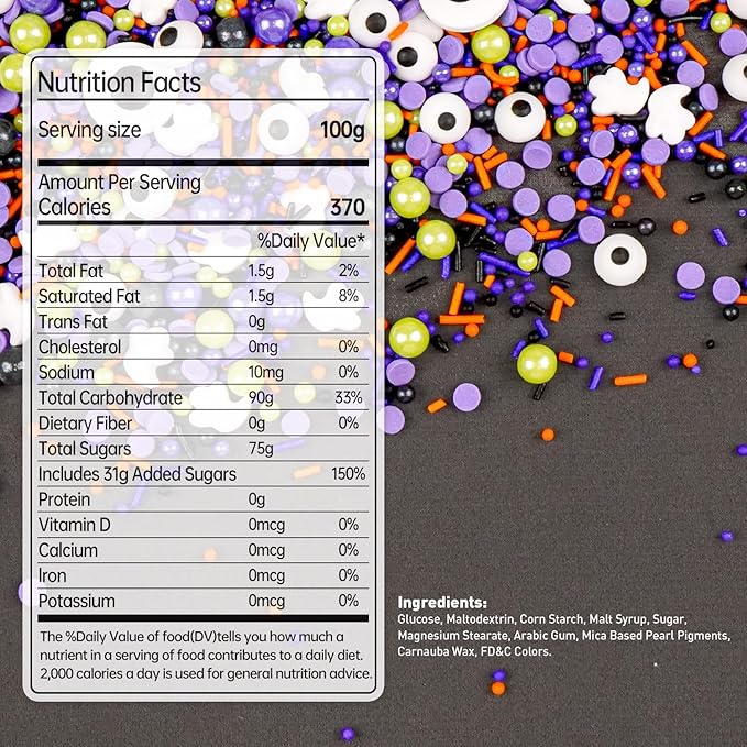 Halloween Mix Type Sprinkles for Cake Decorating, 150g/5.29oz, Edible Candy Eyeballs, Pearl Sugar Sprinkles Mix, Perfect for Cake Decoration, Cupcake Decorations Donuts Toppings