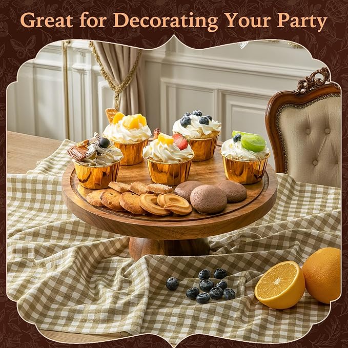 Acacia Wood Cake Stand with Lid,12in Round Acrylic Cake Stand with Dome,2-In-1 Reversible Charcuterie Board with Lid,Large Wooden Baked Goods Display Holder,Perpare For Dessert,Cheese,Chips,Cookie