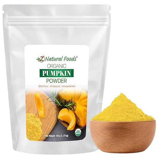 Z Natural Foods Organic Pumpkin Powder - Pure Powdered for Delicious Spice Latte, Baking, Smoothies, Juice, Puree - Dried Sweet Vegan Pumpkin Powder, Gluten Free, Kosher, 5 lbs