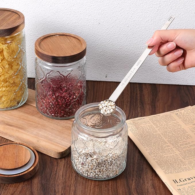 2 PCS 1tsp Long Handle Measuring Spoons 1 Teaspoon Stainless Steel Measuring Spoon 5ml Long Handle Teaspoon Metal Measurings Spoons for Coffce, Tea, Cooking, Baking, Kitchen (Silver)