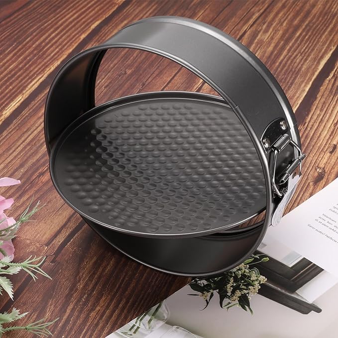uxcell 6 Inch Springform Pan Nonstick Cake Pan with Removable Bottom Round Leakproof Cake Baking Pans Molds for Baking, Cheese Cakes, Pizza, Biscuits, Black（1pcs
