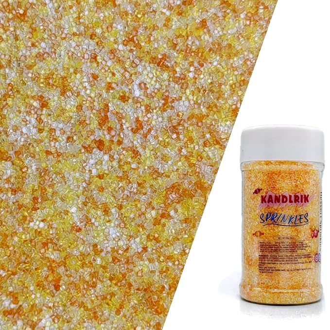 Edible Sanding Sugar Sprinkles for Cookie Decorating, Sugar Sprinkle Mix For Celebration Cakes, Cupcakes, Cookies, 3OZ (Orange&Yellow&White)