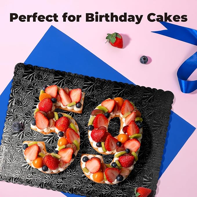 Fit Meal Prep [20 Pack 19x14 Rectangle Cake Boards Black Cardboard Cake Base, Half Sheet Disposable, Desserts and Pastries Food Bottoms, Grease Proof and Moisture Resistant