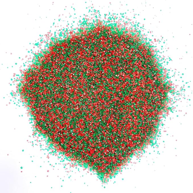 PhilaeEC Christmas Sanding Sugar Edible Red Green Sparkling Crystals for Baking Cake Decoration Cookie Ice Cream Cupcake Toppers Wedding Party Valentines Halloween Christmas Supplies 5oz