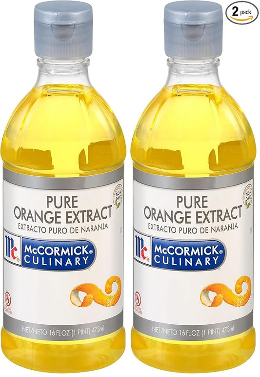 McCormick Culinary Pure Orange Extract, 16 fl oz - One 16 Fluid Ounce Bottle of Orange Flavoring for Baking, Cakes, Cookies, Fillings and Drinks (Pack of 2)