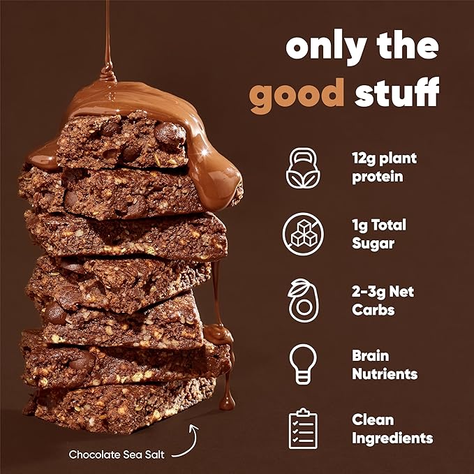 IQBAR Brain and Body Plant Protein Bars - Chocolate Lovers Variety - 12-Count - Keto, Vegan, Low Carb, High Fiber, Gluten Free, Dairy Free, Low Sugar Snack with Nutrients for Focus, Energy, Meal Replacement