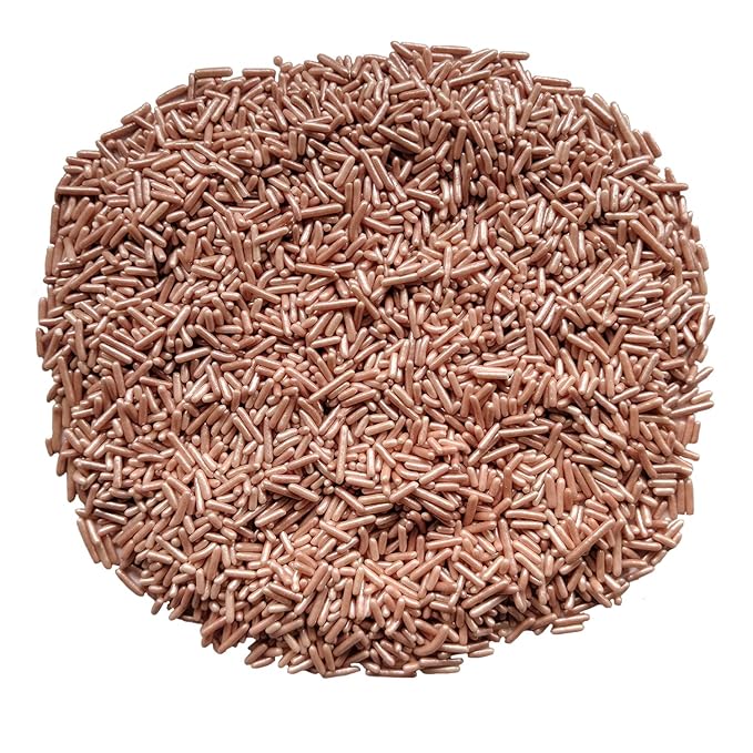 Homankit Rose Gold Jimmies Sprinkles Edible Sprinkle Candy Soft Jimmies Toppings for Ice Cream, Cupcake, Cake, Cookie, Dessert Decorating 2.75 Ounces