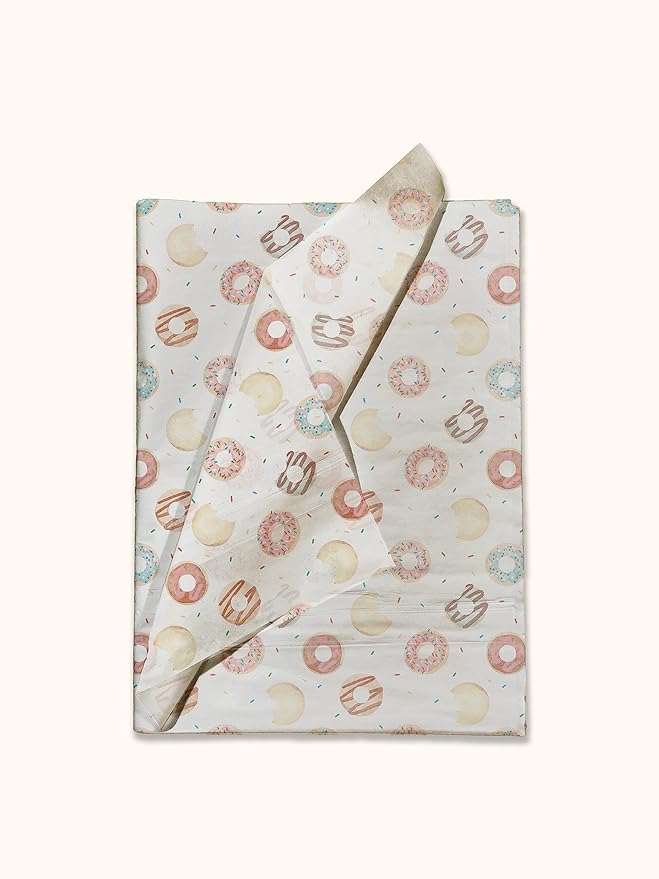 Donuts Printed Tissue Paper for Gift Bags or Boxes and Wrapping - Party Bulk Decorative Art Tissue Paper for Packaging and Gifting | 24 Sheets 20" x 30"