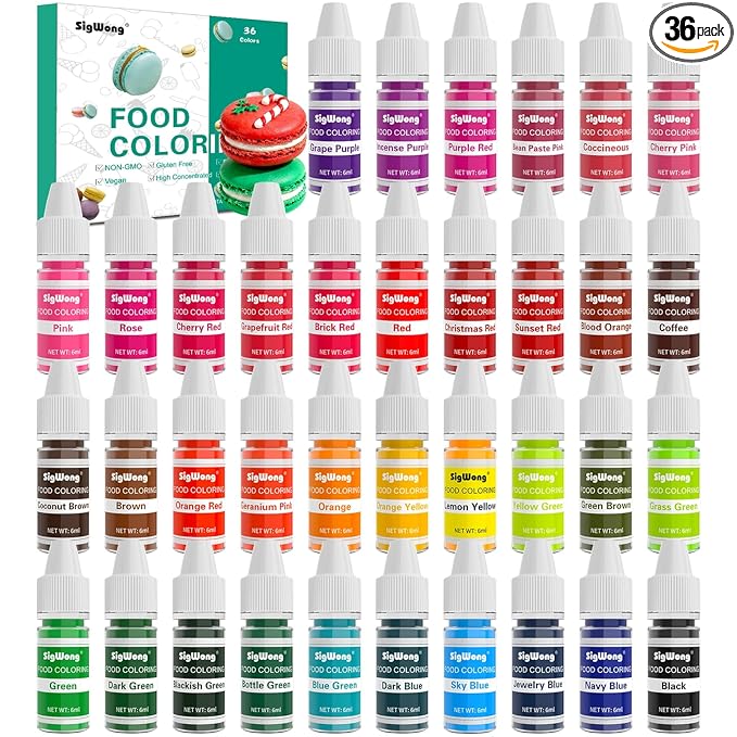 Food Coloring - 36 Color Concentrated Liquid Food Coloring Set - Neon Liquid Food Color Dye for Baking, Decorating, Icing, Cooking, Slime Making Kit and DIY Crafts, 6ml Bottles (0.25 Fl. Oz)