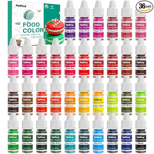 Food Coloring - 36 Color Concentrated Liquid Food Coloring Set - Neon Liquid Food Color Dye for Baking, Decorating, Icing, Cooking, Slime Making Kit and DIY Crafts, 6ml Bottles (0.25 Fl. Oz)