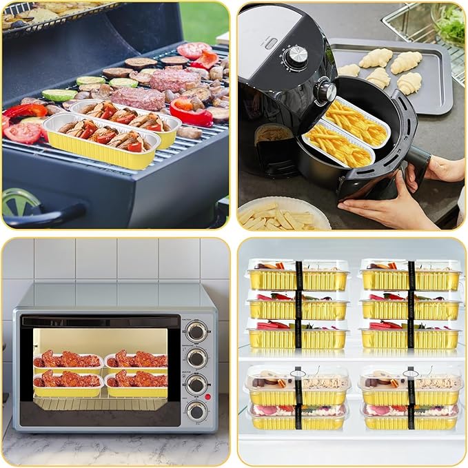 Mini Loaf Pans with Lids and Spoons Sealing Sticker,30 Pcs 6.8oz Cake Pans for Baking Disposable Aluminum Foil Christmas Cake Pan (30 PCS GOLD)