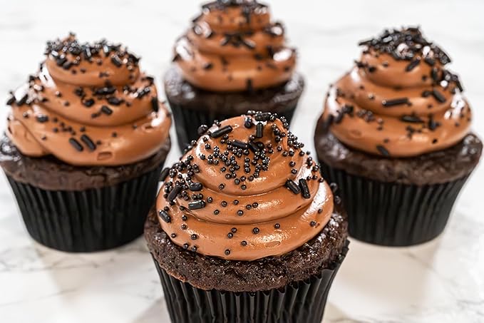Bakerpan Black Nonpareils Sprinkles - 7 Ounces Black Sprinkles for Cake Decorating - Edible Nonpareils for Cupcakes, Ice Cream, Cake Decorations (Made in USA)