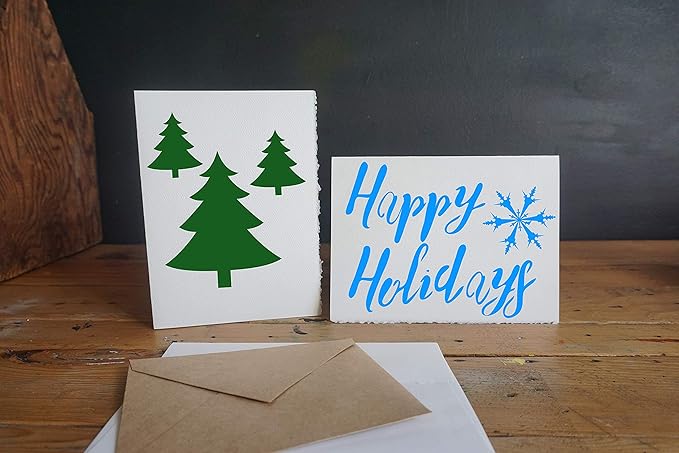 Stencil1 Holiday Card Making 8 Pack Set Stencil – Reusable Winter Christmas Template for DIY Crafts, Holiday Decor, Painting on Wood, Fabric, Cards & More - 8.5" x 11"
