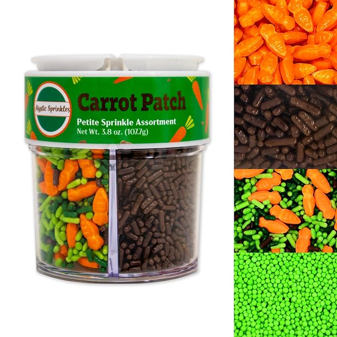 Mystic Sprinkles 4 Cell Sprinkle Assortments (Carrot Patch, Petite)