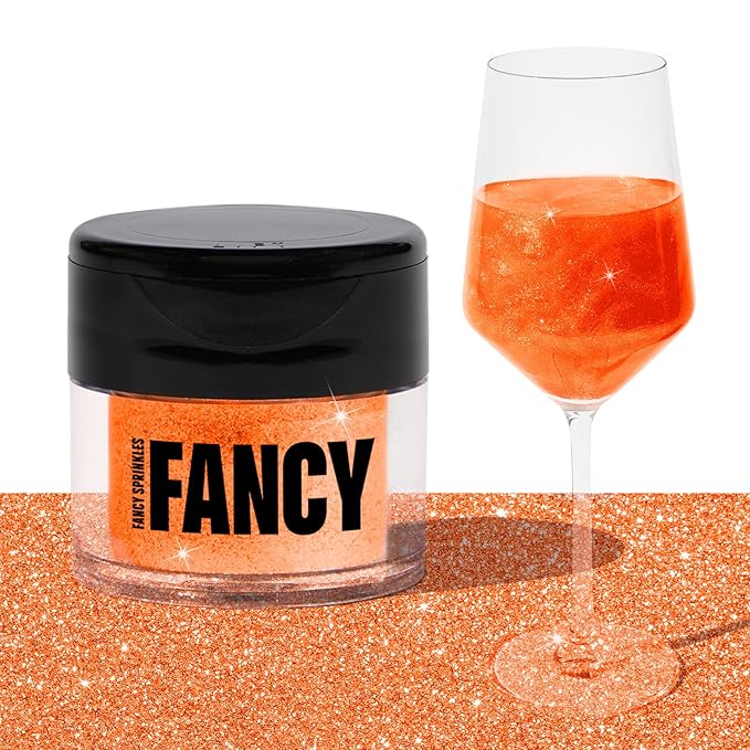Fancy Sprinkles Carnelian Orange Premium Edible Glitter, 100% Edible Glitter for Sparkling Mimosa's & Food No Taste or Texture (4gm)