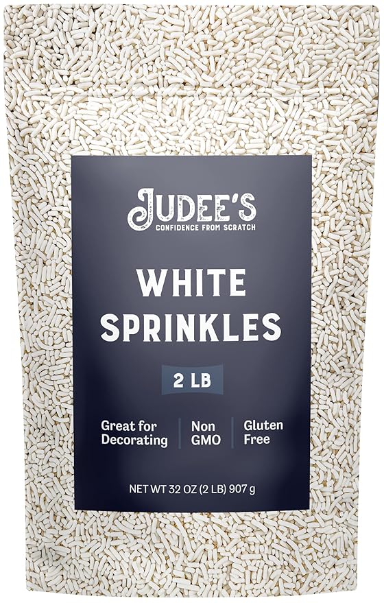 Judee's Gluten Free White Sprinkles - Gluten Free Baking & Nut Free Cake Decoration & Cupcake Sprinkles - Ice Cream Toppings & Edible Cake Decorations - 2 lb