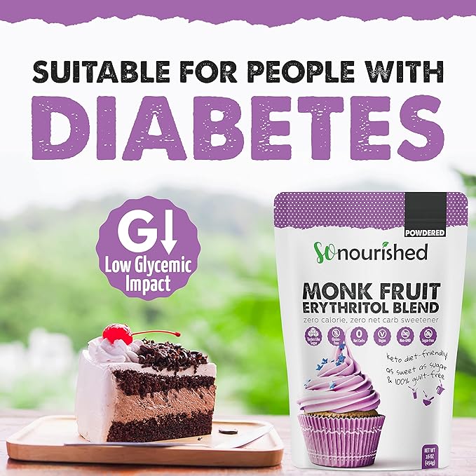 So Nourished Powdered Monk Fruit Sweetener with Erythritol, 1:1 Sugar Substitute, Keto, 0 Calorie, 0 Net Carb, Non-GMO (5 Pounds)