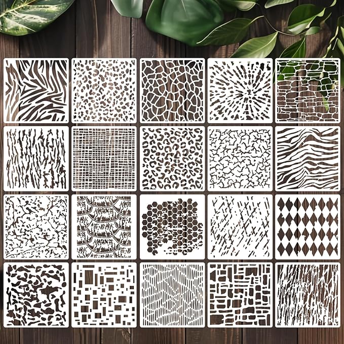 Stencils for Crafts Reusable Texture Stencils Cracked Background Stencil for Painting on Wood Wall Furniture Fabrics