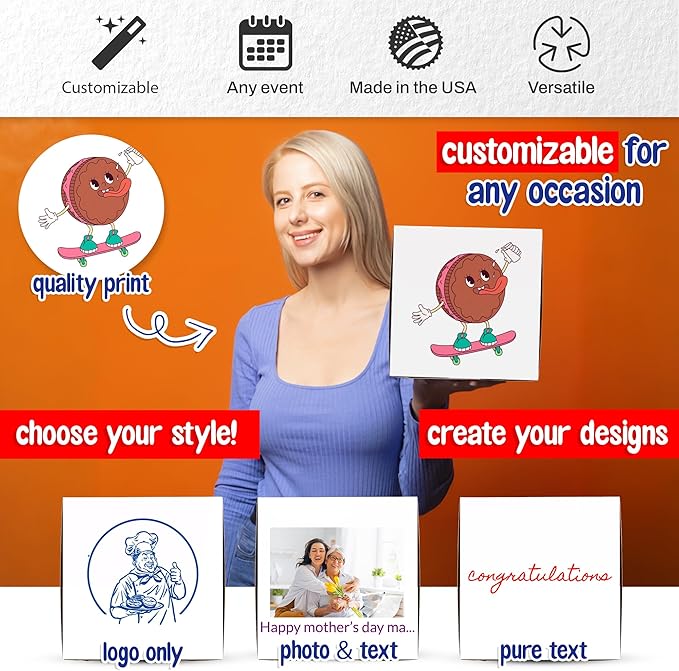MT Products Custom Printed Bakery Boxes - 12" x 12" x 5" White Customizable Cake, Cookie and Pie Boxes with Logo - Made in the USA