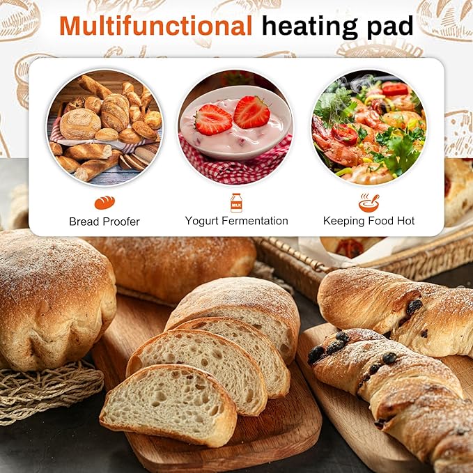 Sourdough Heating Mat Dough Proofing Box Fahrenheit, 59°F - 140°F Adjustable Dough Rising Heating Mat, Heated Bread Mat for Sourdough,Bread Warmer Mat with Sourdough Starter Warmer