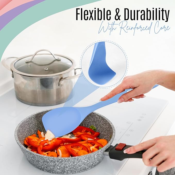 NEXTOP Silicone Spatula Set of 4 - Multipurpose Seamless Silicone Spoon Spatula for Mixing and Cooking - Heat Resistant Flexible Kitchen Utensils for Blending, Stirring, and Baking - Blue