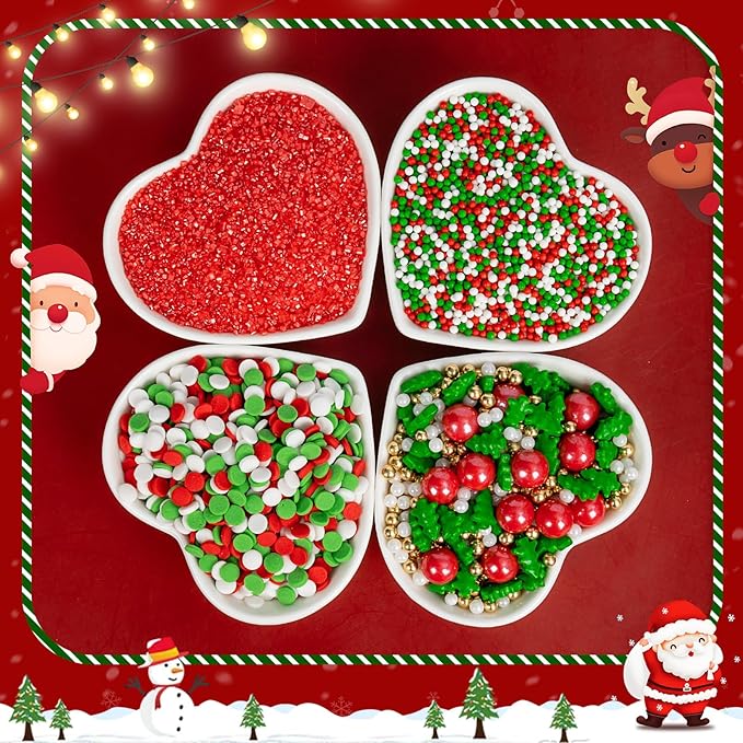 Edible Christmas Sprinkles for Cake Decorating,4 Pack 12 oz,Red White Green Gold Pearls and Christmas Confetti Trees Candy,Nonpareils Sprinkle,Red Sanding Sugar Holiday sprinkle for Cupcake Toppers, Cookie, Ice Cream Decorations Christmas Party