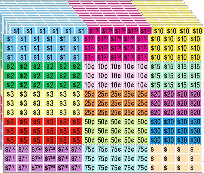 Garage Sale Stickers,1/2" X 3/4" Yard Sales Price Stickers,2025 Pcs Rectangle Preprinted Price Labels for Flea Markets,Retail Use