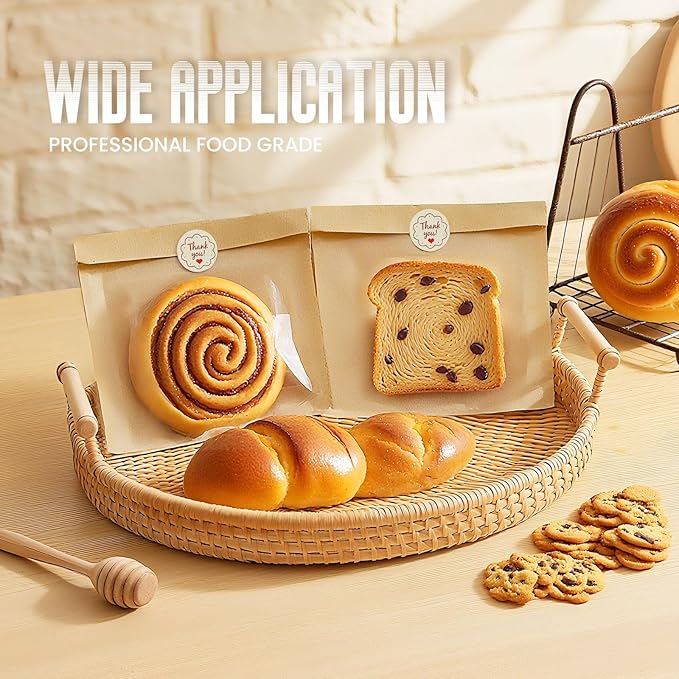 2000 Pcs Cookie Packaging Bags with Seal, 7.1''x7.5'' Paper Bakery Bags with Window, Heat Sealable & Grease Resistant To Go Bake Sale Sleeves for Gift Giving, Donut, Bread, Sandwich