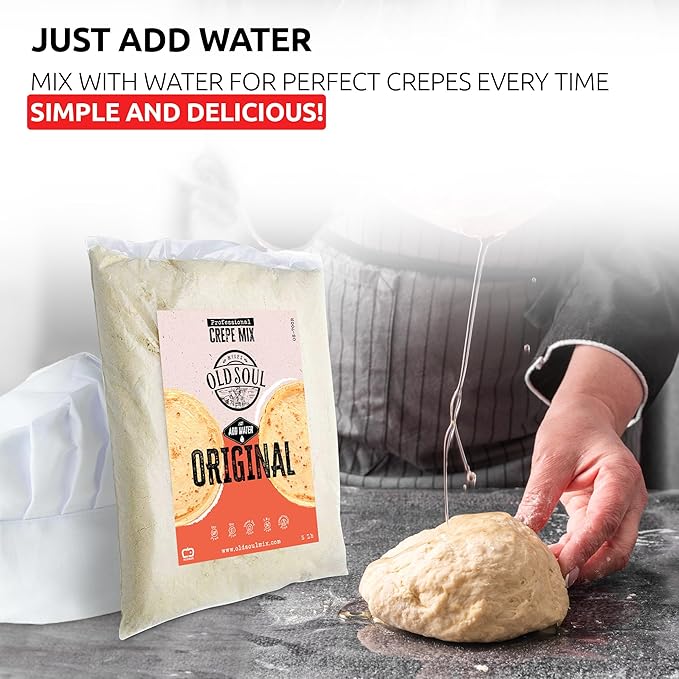 OldSoul Professional Crepe Mix | Original Dough Mix | Classic Flavour | 10 Lbs | 72 Crepes (10 Lbs, Traditional)