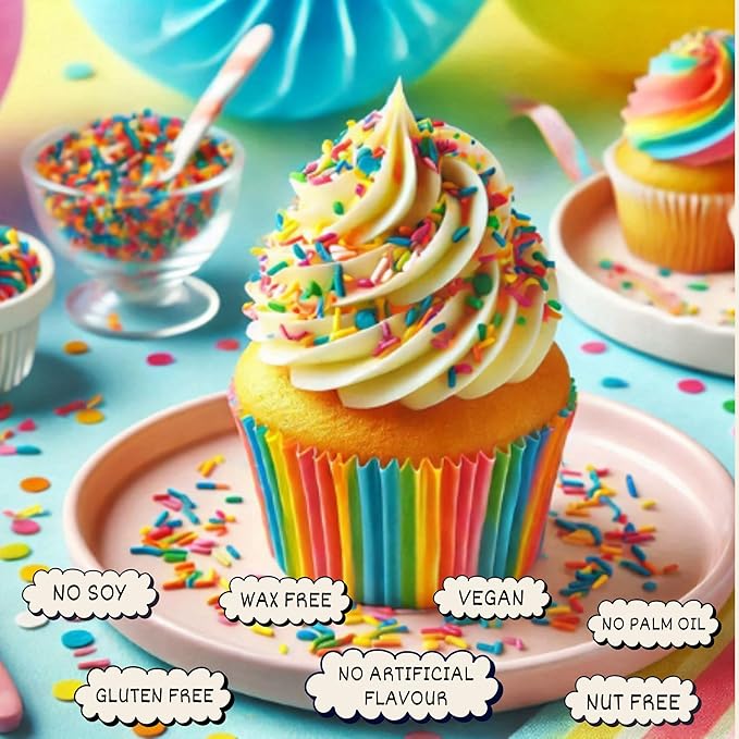 Confect Rainbow Sprinkles Mix – Custom Blend Jimmies for Cake, Cupcake & Cookie Decorating – (Frosted Rainbow) Vegan, Gluten-Free, Nut-Free, Soy-Free, Dairy-Free, Palm Oil-Free- 4.2 oz (Frosted Rainbow)