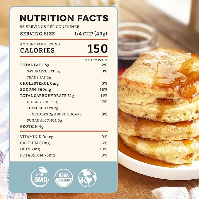 Sunrise Flour Mill USDA Organic 7-Grain Heritage Pancake Mix | Enjoy Fluffy & Tasty Waffles | Easier to Digest with Less Bloating | Zero Additives (5 lbs)