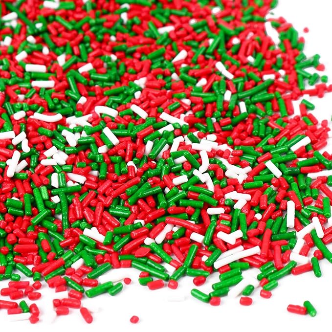 Edible Christmas Sprinkles for Cake Decorating 4.2ounce Holiday Jimmies Red and Green Sprinkles for Xmas Party Sprinkles for Cupcake Toppers Cookie Ice Cream Decorations Celebrations