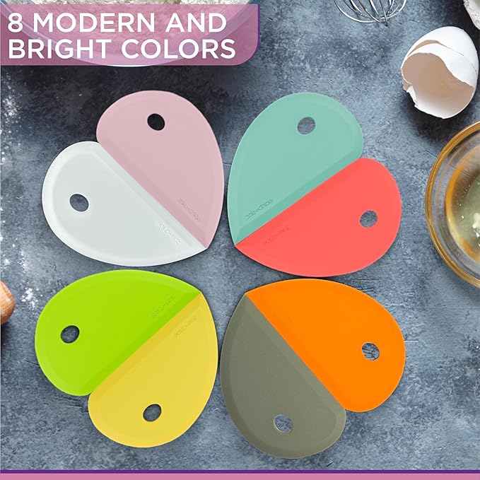 Zoie + Chloe Multipurpose Silicone Bowl Scraper - Dough Scraper for Cleaning Mixing Bowls, Baking Pan - Silicone Scraper Spatula For Painting, Smoothing, Frosting, Cake Decorating - Orange, 7x3.75"