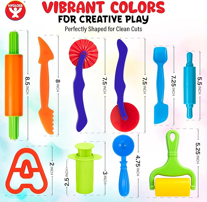 54 Pcs Dough Tools Set – Dough Cutters + Dough Extruders + Numbers & Alphabet Cutters Set – Educational Modeling Clay Tools – Preschool Toys & Toddler Activities – Arts & Crafts for Kids Ages 3-5
