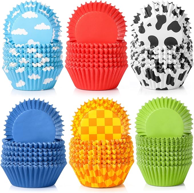 Vesici 900 Counts Cartoon Story Cupcake Liner Paper Cupcake Wrappers Holders Disposable Cup Bulk for Birthday Baby Shower Baking Party Supplies