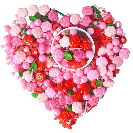 Valentines Sprinkles Pink Red Rose Flower Cake Pearls Edible Sprinkles for Cake Decorating Fancy Sprinkles Cupcake and Cake Topper Cookie Baking Decorations