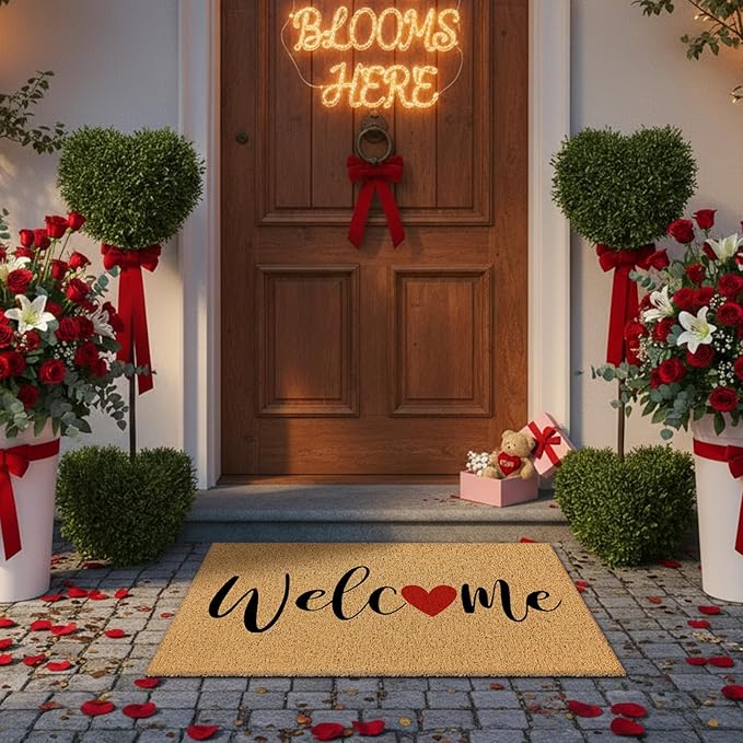 Dunzy 16 Pcs Valentine's Day Stencils for Door Mats Crafts Reusable Merry Valentine's Day Welcome Templates Large Stencil for Painting on Wood Sign Wall Doormat DIY Project