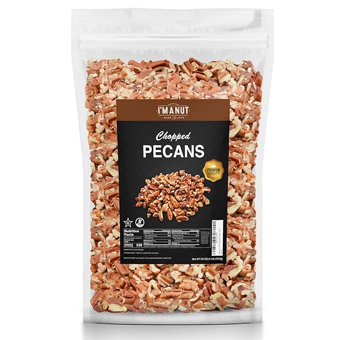 Premium Raw Chopped Pecans 64oz (4 lb) | American-Grown, Non-GMO | Batch Tested Gluten & Peanut Free | No PPO or Preservatives | Rich Flavor for Snacking & Cooking