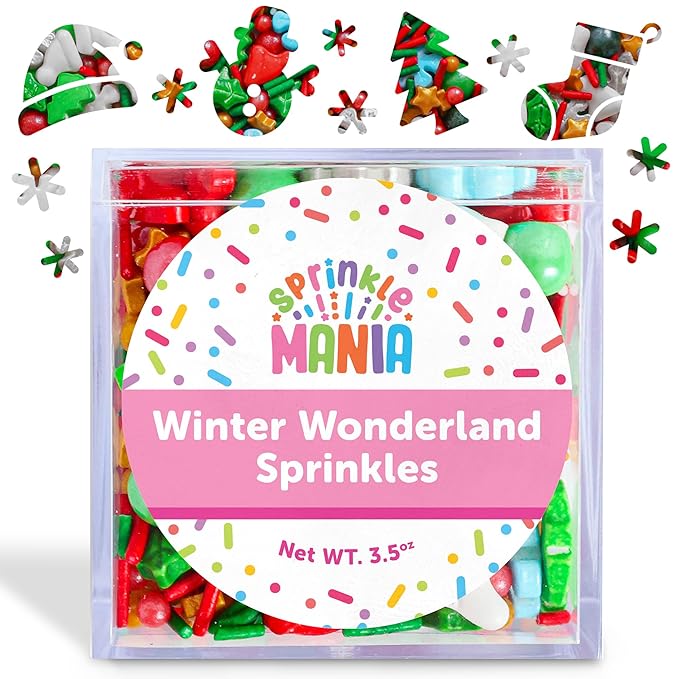 Winter Wonderland Christmas Sprinkles - Festive Mix of Snowflake, Snowman, Santa Hat, Christmas Tree, Stocking & Ornament Sprinkles (Winter Wonderland)