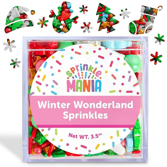 Winter Wonderland Christmas Sprinkles - Festive Mix of Snowflake, Snowman, Santa Hat, Christmas Tree, Stocking & Ornament Sprinkles (Winter Wonderland)