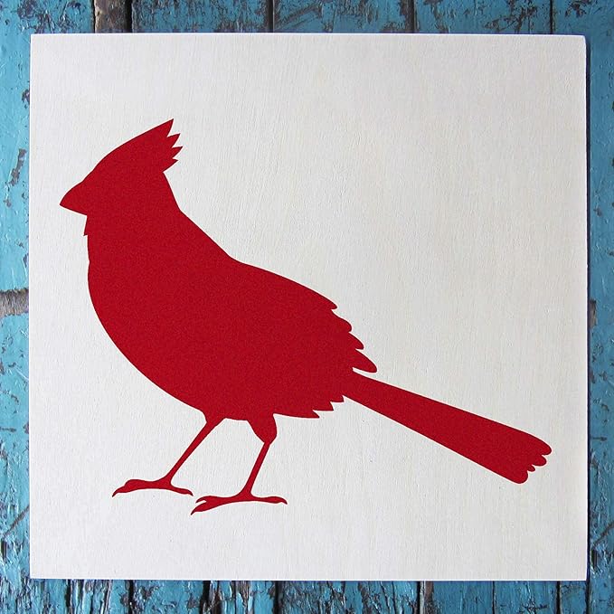 Stencil1 Cardinal Stencil – Reusable Winter Template for DIY Crafts, Holiday Decor, Painting on Wood, Fabric, Cards & More - 5.75" x 6"