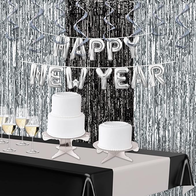 Beistle 2 Piece Durable Metallic Cake Stands For Weddings Anniversary Birthday Party Cupcake Holder Baby Shower Celebration Supplies, 4"-6" x 12.5", Silver