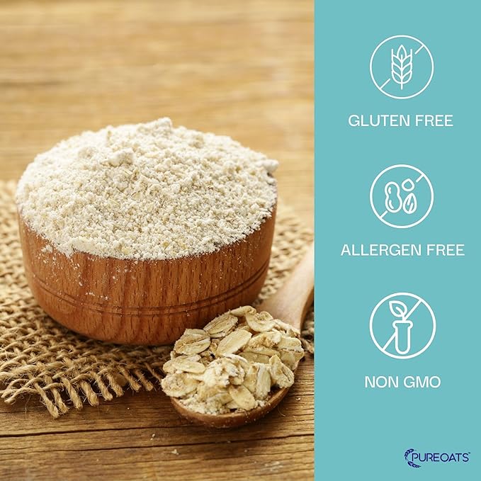 PureOats Gluten Free Oat Flour (4Lb Bag) 100% Whole Grain, Vegan, Allergen Free for Healthy breakfast and more
