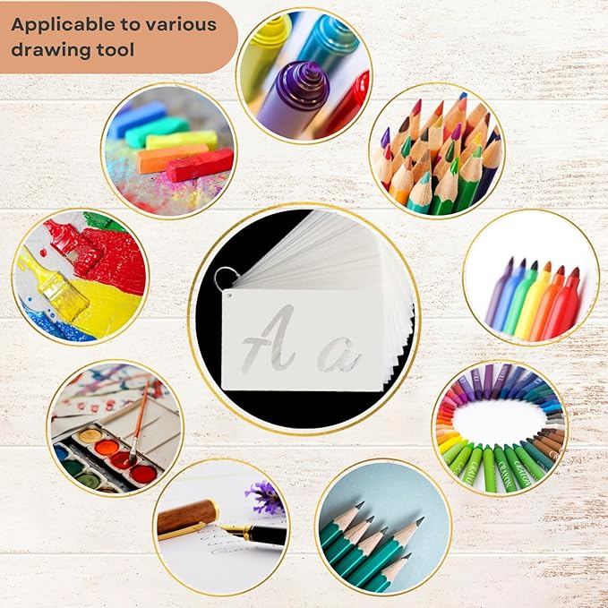 Stencils for Painting, 45 Pack, 8.27x5.52 Inch, Reusable Plastic Large Letter Stencils for Painting on Wall, Wood, Fabric, Rock, Chalkboard, Signage, Art Projects